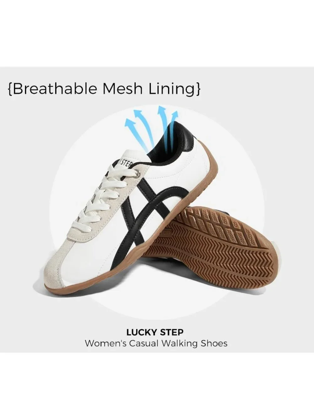 Women's White/Black Lightweight Trendy Fashion Thin Sole Walking Sneakers